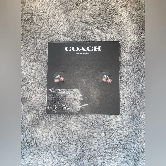 BNWT COACH Pink Cherry Stud Earrings $125 - Picture 2 of 4